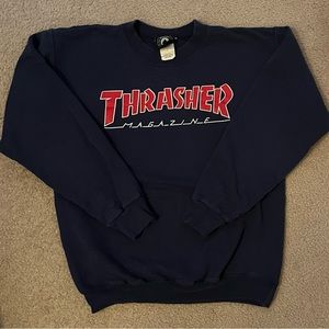 Used Thrasher Magazine Navy Blue Crewneck Sweatshirt
